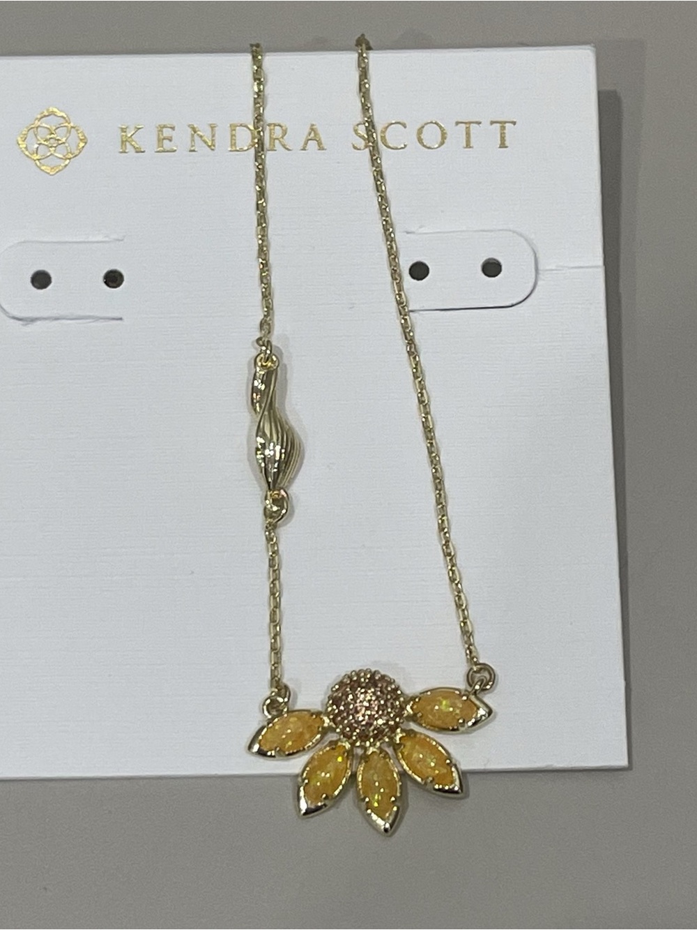 Kendra Scott Gold-Tone Necklace with Yellow Floral Pendant